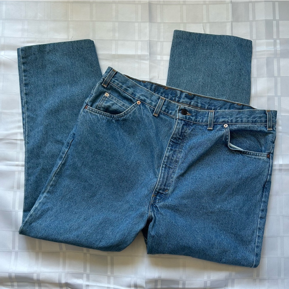 Levi’s Vintage Orange Tab Straight Leg Hemmed Bottom Jeans
